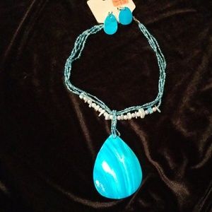 Aqua Necklace and Earring Set